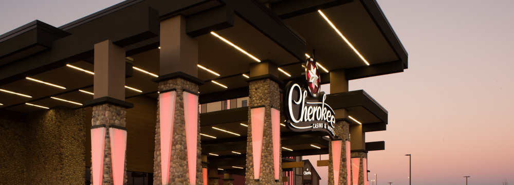 the entrance to the Cherokee casino and hotel