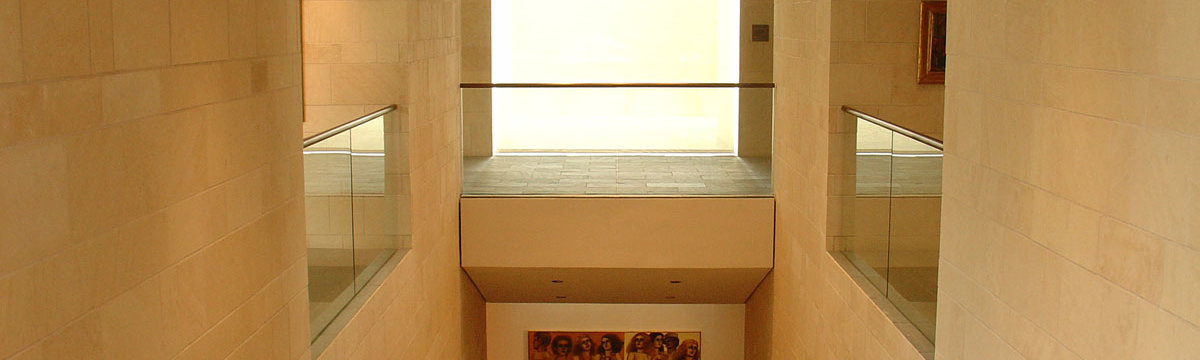 a stairwell of an art museum