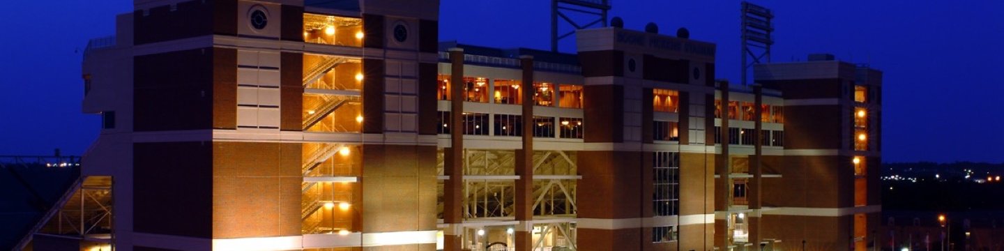 entrance to OSU's football stadium at night