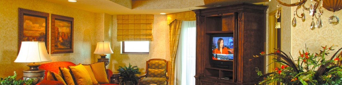 interior of a hotel suite's living room